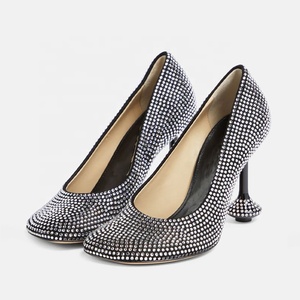 Zapatos de Tacón Bajo con Pedrería Brillante para Mujer, Zapatos de Vestir Elegantes con Tacón de Aguja y Punta Cuadrada con Diamantes - Product Image 2