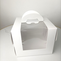 Boîte à Gâteau en Papier Personnalisée avec Poignées, Boîte de Transport Pliante avec Fenêtre Transparente, Emballages Pâtissiers pour Gâteaux