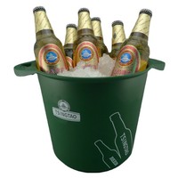 Seau à glace multifonctionnel circulaire personnalisé en usine avec double poignée et ouvre-bouteille en plastique pour fêtes intérieures/extérieures John