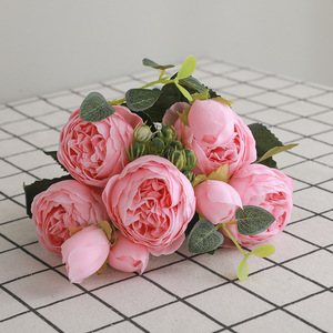 <span class=keywords><strong>Bouquet</strong></span> <span class=keywords><strong>de</strong></span> roses artificielles 5 têtes, fausses fleurs, pas cher, décoration <span class=keywords><strong>de</strong></span> mariage - Product Image 2