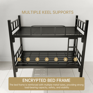 Modern Bunk <b>Bed</b> Wood Grain Ladder Handrail Iron Keel <b>Frame</b> Screwless Snap-Lock Wire Mesh <b>Platform</b> Full Size 10-Year - Product Image 6