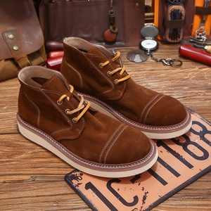 Botas de Motociclista Retro Amarillas para Hombre, con Cordones, Cómodas, de Suela Plana, de Cuero de Ante, para Caminar al Aire Libre, de Alta Calidad y Personalizadas - Product Image 5
