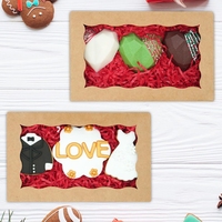 Boîte cadeau en papier kraft avec logo imprimé, fenêtre transparente, pour pâtisserie, épicerie, biscuits gaufrés, gâteaux fantaisie, chocolat