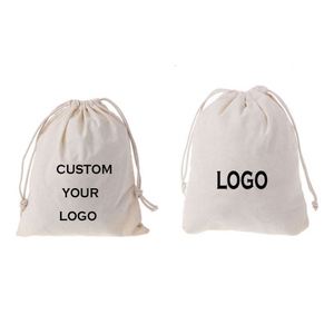 High Quality Eco Muslin Cotton Jewelry Packaging Pouch Customized Organic Cotton Linen Drawstring <b>Bag</b> - Product Image 4