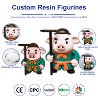 Figurine d'anime personnalisée en résine, personnage cochon en tenue verte, peinte à la main, objet de collection, ornement de bureau pour présentoir de comptoir de ferme ou de magasin