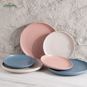 <span class=keywords><strong>Platos</strong></span> <span class=keywords><strong>de</strong></span> Cerámica para Cena y Postre, Diseño Nuevo, Borde Vertical, Coloridos, Negro, Blanco y Rosa, con Logotipo para Restaurante, Venta al Por Mayor - Product Image 2