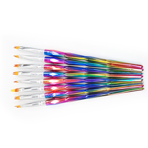 Lot de 5 pinceaux de précision roses à manche métallique pour nail art, poils en nylon, pour peinture au gel acrylique, outils personnalisables avec logo - Product Image 4