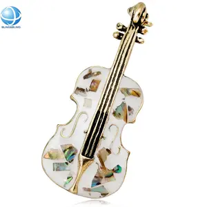 Shell Enamel Cello Biola Musik Bros Pin untuk Pertemuan Baju Pesta Dekorasi