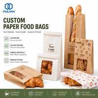 Sacs en papier kraft imprimés sur mesure avec fenêtre, qualité alimentaire, pour boulangerie, pain, biscuits, sandwichs, avec logo