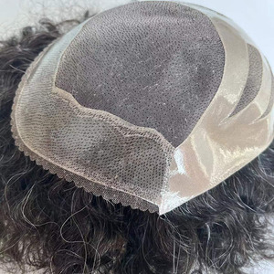 Prothèse capillaire personnalisée à base mono pour hommes, style bouclé - Product Image 5