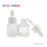 Flacon compte-gouttes d'huile essentielle en verre ambré transparent givré à épaule inclinée de 15ml