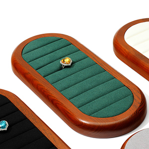 WEIMEI plateau à bijoux en bois massif rond ovale anneau mallette de rangement crème gris violet bijoux présentoir pour magasin - Product Image 4