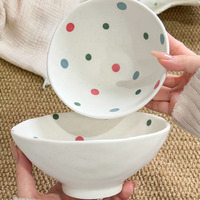 Koreaanse Ins kleurrijke handgeschilderde polkadot keramiek servies, eenvoudige ontbijt-, dessert- & fruitbord