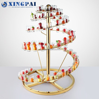 XINGPAI hôtel banquet équipement mariage en acier inoxydable rotatif tasse fruits cocktail arbre riser restauration stand pour affichage de la nourriture