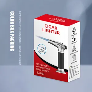 Custom Logo Wholesale Refillable Butane Jet Flame Blow Torch Lighter Windproof Gas Torch Kitchen Cigarette Bbq Torch Lighter