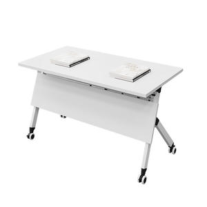 Table d'entraînement pliable en PVC, plateau en acier et <span class=keywords><strong>bois</strong></span>, design moderne et simple, table longue à rabat latéral, bureau mobile - Product Image 1