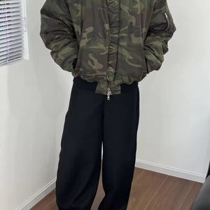 Tùy Chỉnh Bông Vịt Vải Đôi Zip Lên In Áo Khoác Cổ Điển Áo Khoác Ngoài Axit Rửa Sạch Cắt Ngụy Trang Camo Người Đàn Ông Của Máy Bay Ném Bom Áo Khoác - Product Image 4