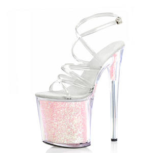 Piattaforma con paillettes colorate <span class=keywords><strong>tacco</strong></span> alto 20 cm anello piede fibbia tacchi alti sexy tubo d'acciaio danza tacchi alti sandali grandi da donna - Product Image 2