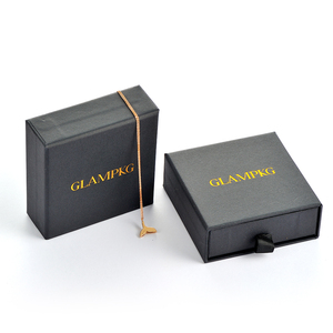 Wholesale Custom Gold LOGO <b>Black</b> Drawer Paper Jewelry <b>Box</b> Packaging <b>Box</b> Sliding Drawer Earrings Pouch <b>Box</b> Packaging - Product Image 2