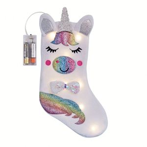 Lindas Medias Navideñas con Luces LED de Unicornio para Niñas, Medias Brillantes con Luces LED para Decoración del Hogar - Product Image 4