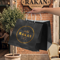 Sacs en papier kraft recyclables avec logo personnalisé, estampage à chaud noir, emballages alimentaires à emporter pour restaurants et fast-foods