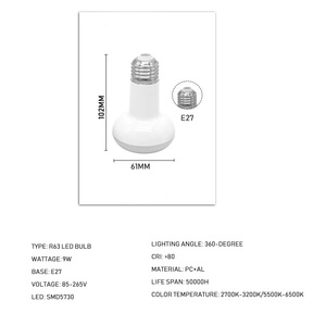 Nhà máy trực tiếp R63 Led Bulb bombillas AC 85-265V E27 đèn nhôm ô <span class=keywords><strong>CFL</strong></span> Spotlight lampada tiết kiệm năng lượng ánh sáng - Product Image 2