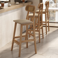 Tabouret de bar minimaliste moderne, chaise de comptoir avec cadre en bois massif et coussin rembourré pour la maison, le restaurant, le café