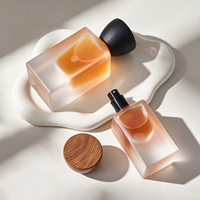 Vente en gros de flacons pulvérisateurs en verre givré vides, 50 ml, 100 ml, avec bouchon noir pour parfum, toner, emballage cosmétique