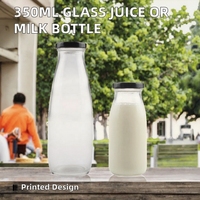 Bouteille en verre dépoli sérigraphiée avec logo personnalisé pour lait, miel, eau, 1000 ml, vente en gros