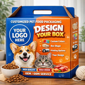 Boîte d'emballage alimentaire personnalisée pour animaux de compagnie avec poignée, boîte à toit ondulé CMYK pour chiens et chats, approvisionnement en gros - Product Image 3