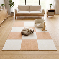 Tapis auto-adhésif en feutre pelucheux pour chambre et salon, dalles emboîtables, revêtement de sol complet pour la maison, adapté aux animaux de compagnie