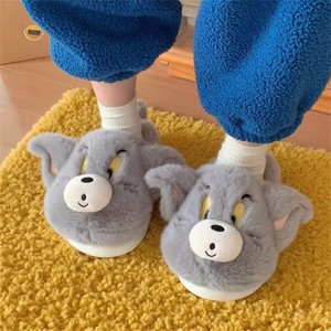 XIXITIAO Pantoufles d'hiver <span class=keywords><strong>en</strong></span> peluche chaudes pour couple, motif <span class=keywords><strong>chat</strong></span> mignon, semelle épaisse <span class=keywords><strong>en</strong></span> EVA, antidérapantes, douces, fourrées, dessin animé animal, chaussures d'intérieur - Product Image 4