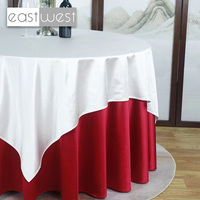 EAST WEST Nappe d'hôtel ronde en polyester de qualité supérieure de 120 pouces Tissu de fond jaune pour mariage de luxe Nappe de table supérieure blanche