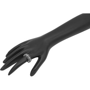 Anillo de onda con diseño floral de diamantes blancos y negros naturales, banda de diamantes de corte redondo para mujer, joyería de boda Pt950 - Product Image 4