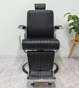 Silla de Barbero Negra de Alta Calidad, Cuero Sintético con Ruedas para Barberos Altos - Product Image 2