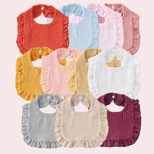 Neu eingetroffen: INS-Style <span class=keywords><strong>Baby</strong></span>-Spucktuch, Kinder-Baumwollkrepp bedrucktes doppelseitiges Handtuch-Stirnband-Set & wasserdichtes Lätzchen - Product Image 1