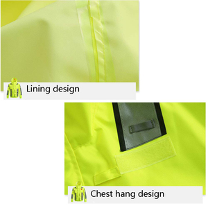 ZUJA Multi-Functional Professional Grade Fluorescent <strong>Yellow</strong> <strong>Waterproof</strong> Pockets High Visibility Raincoat <strong>Jacket</strong> - Product Image 2