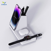 2024 Premium 3-en-1 Organisateur de bureau magnétique 15W Qi2 Chargeur sans fil Porte-stylo Support de téléphone pour bureau Essentiel