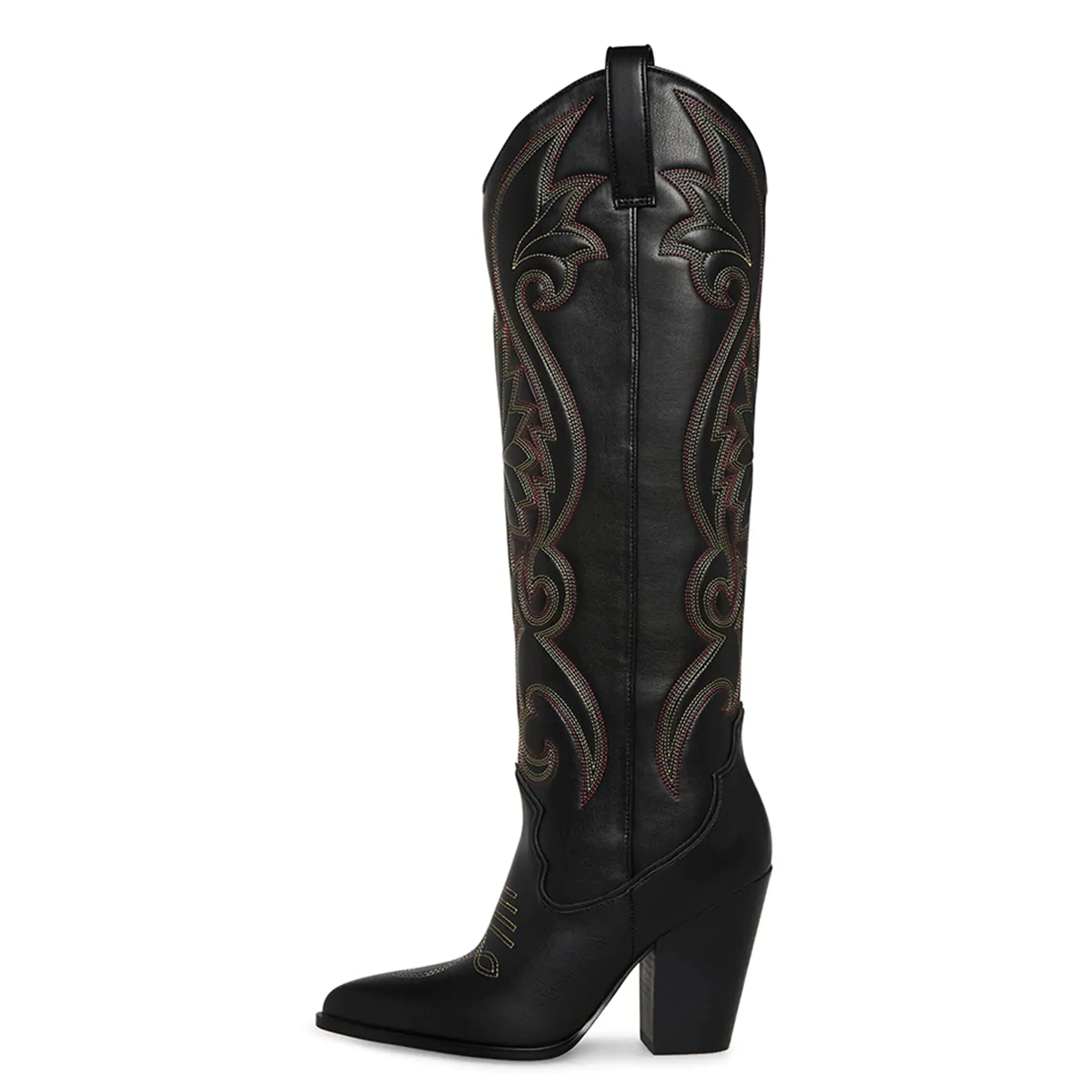 Retro Embroidery Wide Boots Western Style Women's Wedge Heel Knee High Boots High Heel western cowboy boots women