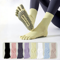 Chaussettes de yoga - Chaussettes de Pilates professionnelles antidérapantes pour entraînement en intérieur, spéciales en pur coton, pour la danse, le fitness, avec orteils séparés, pour la natation