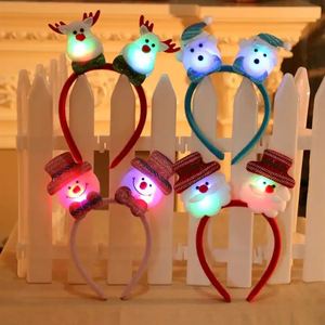 Lovely <b>Christmas</b> Santa Reindeer Snowman Bear <b>LED</b> Light Headband Hair Band Lightening Double Head Xmas Decoration Red New Years - Product Image 1