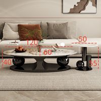 Ensemble de tables basses ovales convertibles en acier brillant de style italien, design moderne, luxe léger, simple, double boule, pour la maison, tendance internet