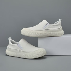 Breathable Perforated Walking Shoes Daily Leisure Shoes White <b>Matte</b> Surface Lace Up Design Transparent Beige Thick Anti Slip - Product Image 1