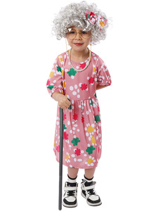 Disfraz de Abuela para Fiesta, Disfraz de Anciano para Halloween, Disfraz de Poliéster para Actuaciones Infantiles en Escenario, TV y Cine - Product Image 3