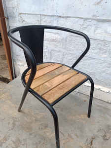 Modern Solid Pine Wood Dining <b>Chair</b> with Metal Frame Indoor Outdoor for Restaurant Cafeteria Home Bar Office Home Furniture Use - Product Image 6