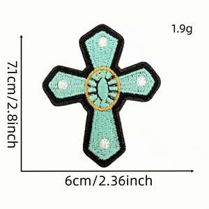Patchs thermocollants en denim turquoise style western cowboy, motifs vache, carreaux et broderie croisée, pour chapeaux et vêtements DIY - Product Image 5