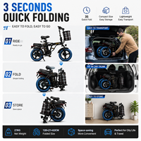 Vélo électrique pliable de 14 pouces, moteur sans balais 48V 250W, vélo de ville compact pour adultes avec suspension