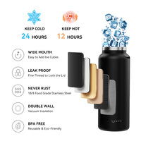 Bouteille d'eau isolée en acier inoxydable 18 oz 32oz 40oz Cantine sous vide 3 couvercles Grande bouteille de boisson en métal étanche