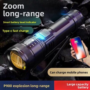 Power Led <b>Flashlights</b> Tactical Torch with Display Light USB Charging Camping Fishing Emergency Zoom Lantern - Product Image 3
