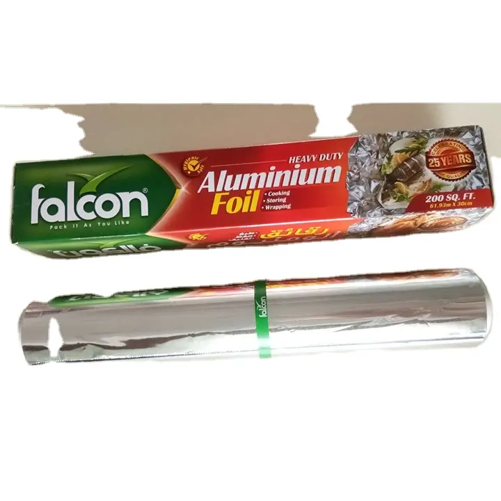 200SQ FT Factory price customized aluminium foil roll household food packaging tin foil roll with color
